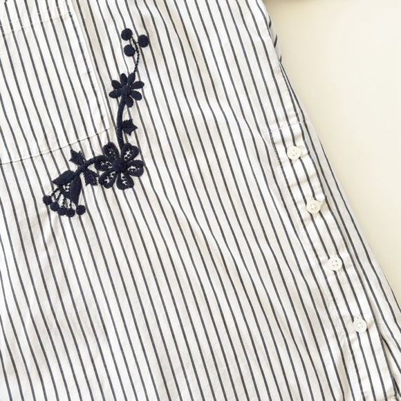 Madewell Embroidered Courier Side Button Shirt Stripe XXS - Picture 6 of 11